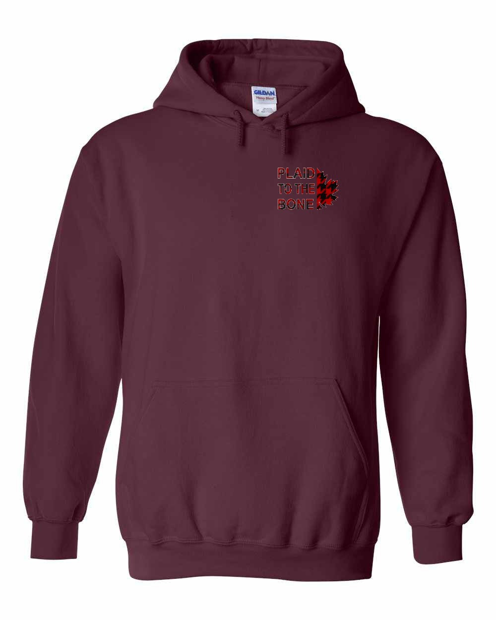 Plaid to the Bone Stacked Leaf Left Chest Pullover