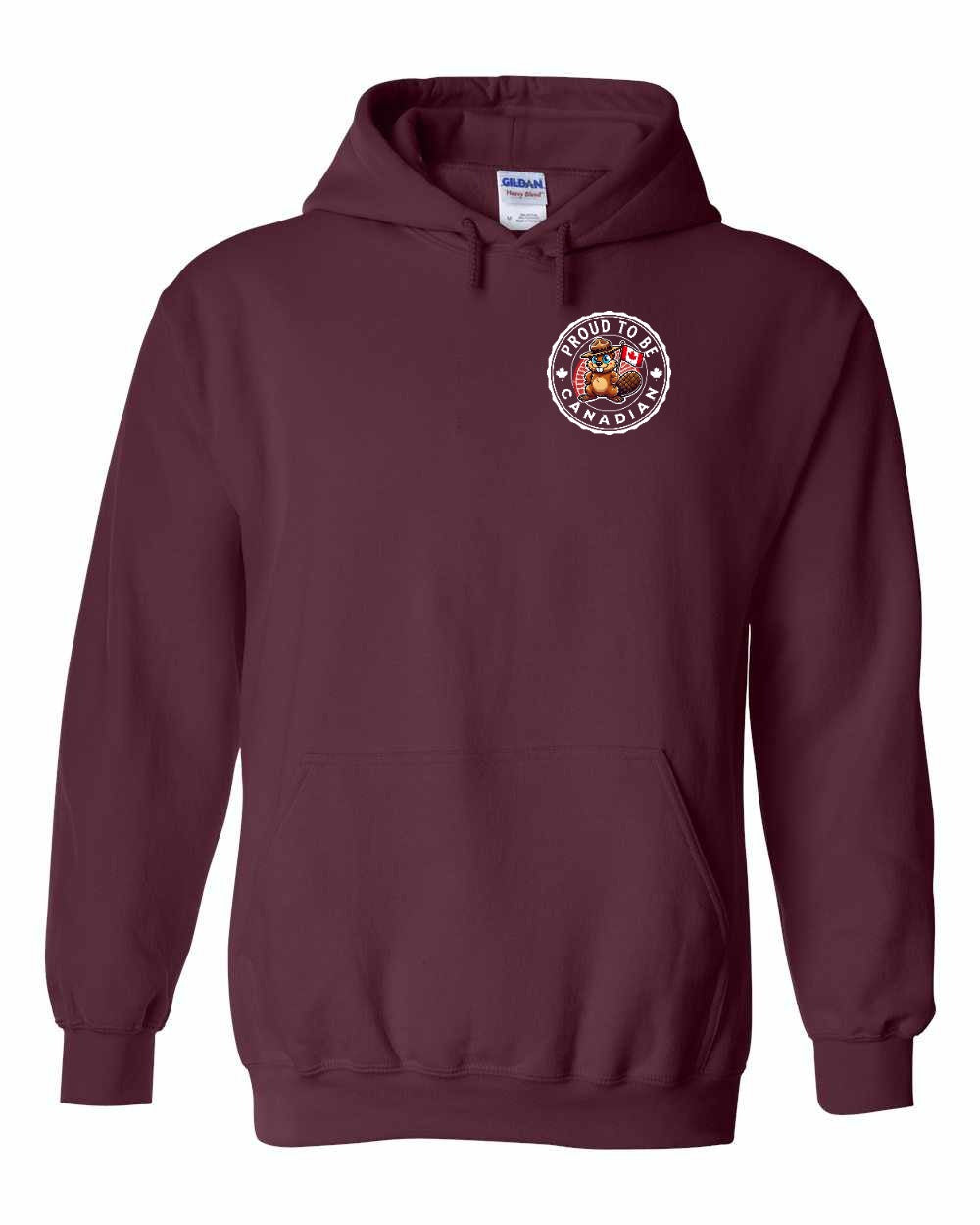 Proud to be Canadian Beaver Left Chest and Back Pullover Hoodie - Gildan Canada (sewn Internationally) - Unisex