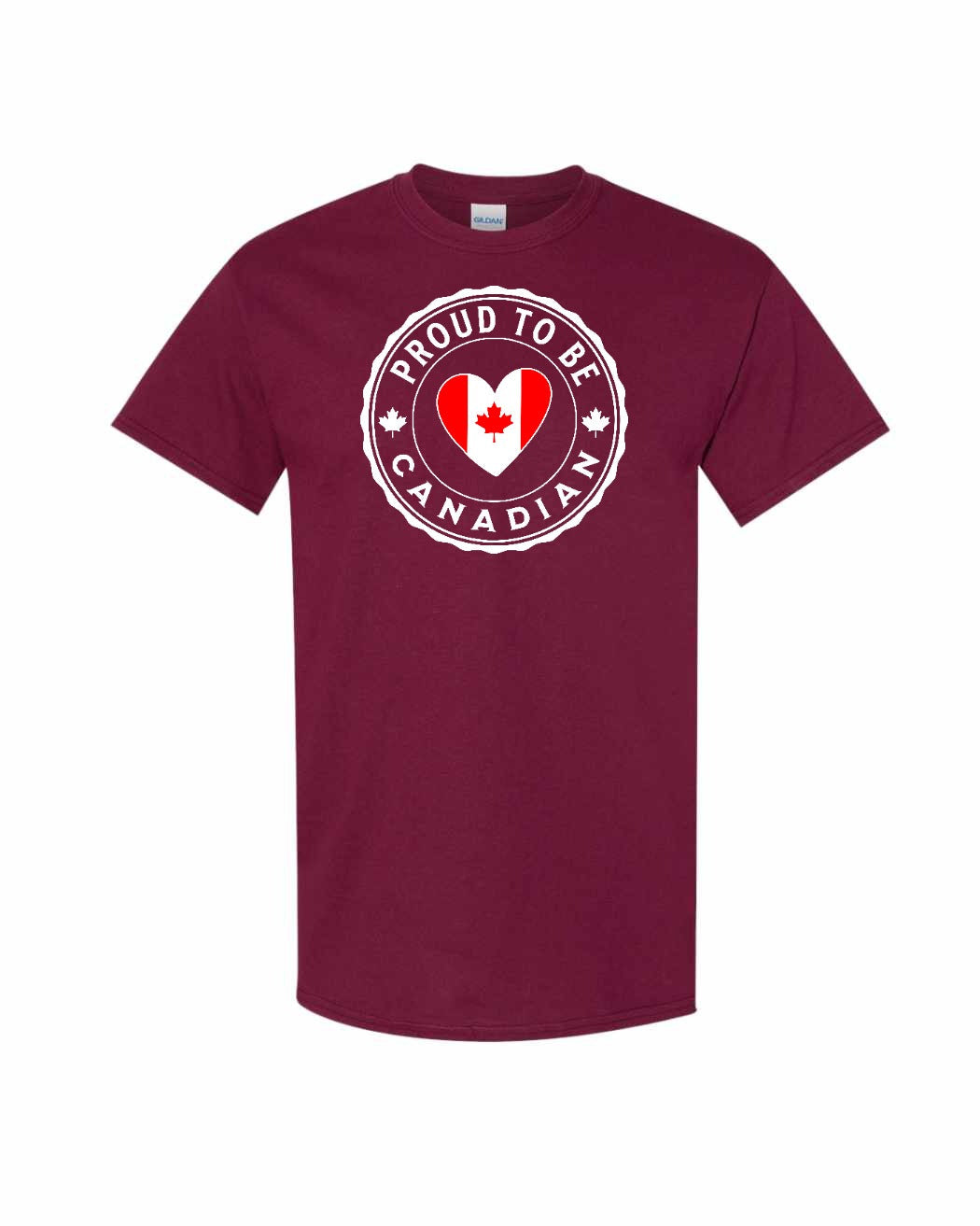 Proud to be Canadian heart flag Tee - Gildan Canada (sewn Internationally)