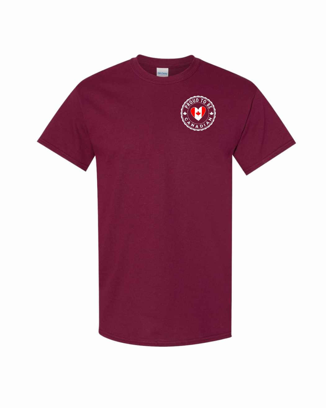 Proud to be Canadian Proud to be Heart Flag Left Chest Men's Tee - Gildan Canada (sewn Internationally)