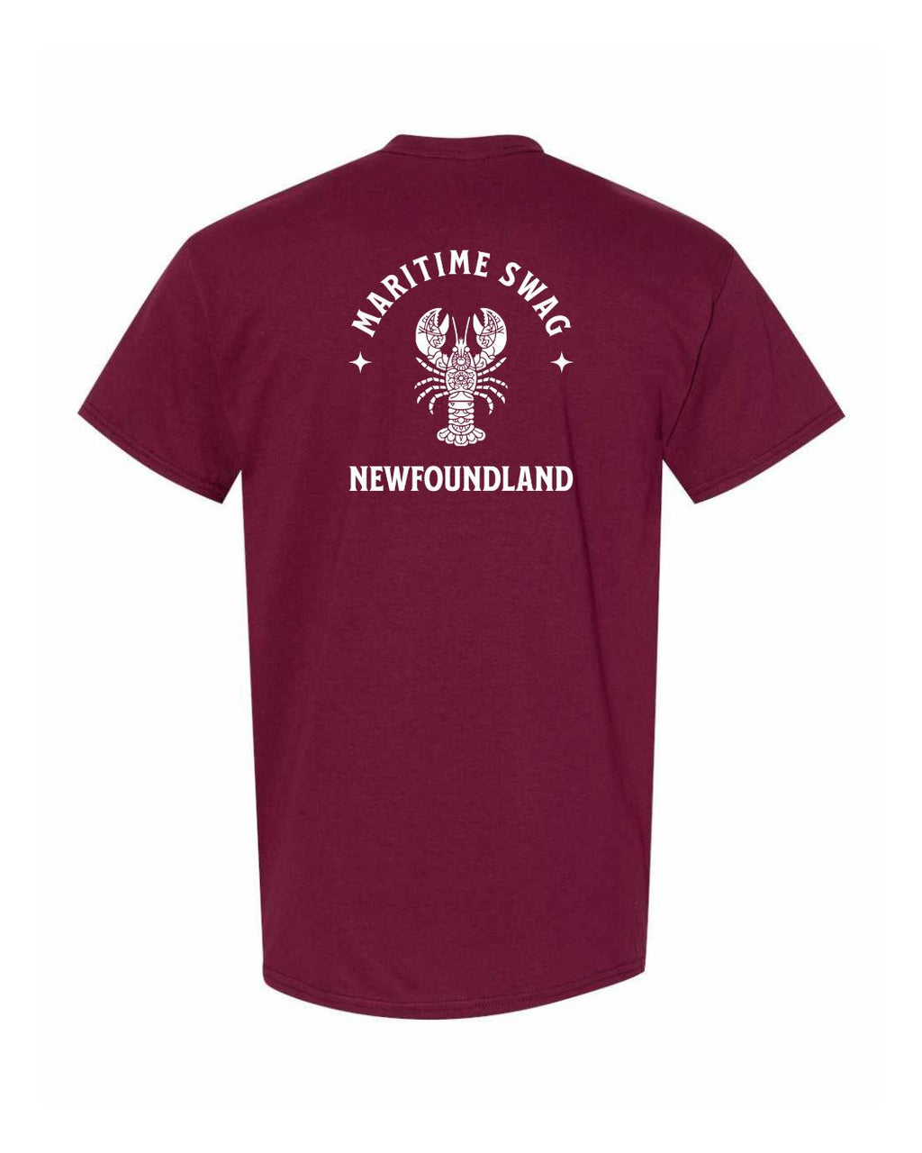 Maritime Swag NFLD Mandala white Lobster Left Chest and Back Men's Tee