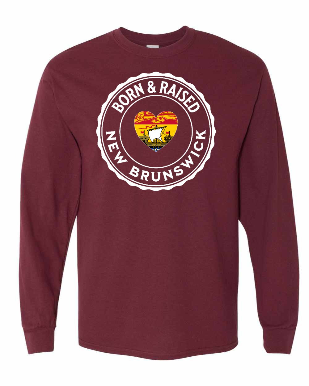 Born and Raised NB Heart Flag Long Sleeve Tee - Unisex