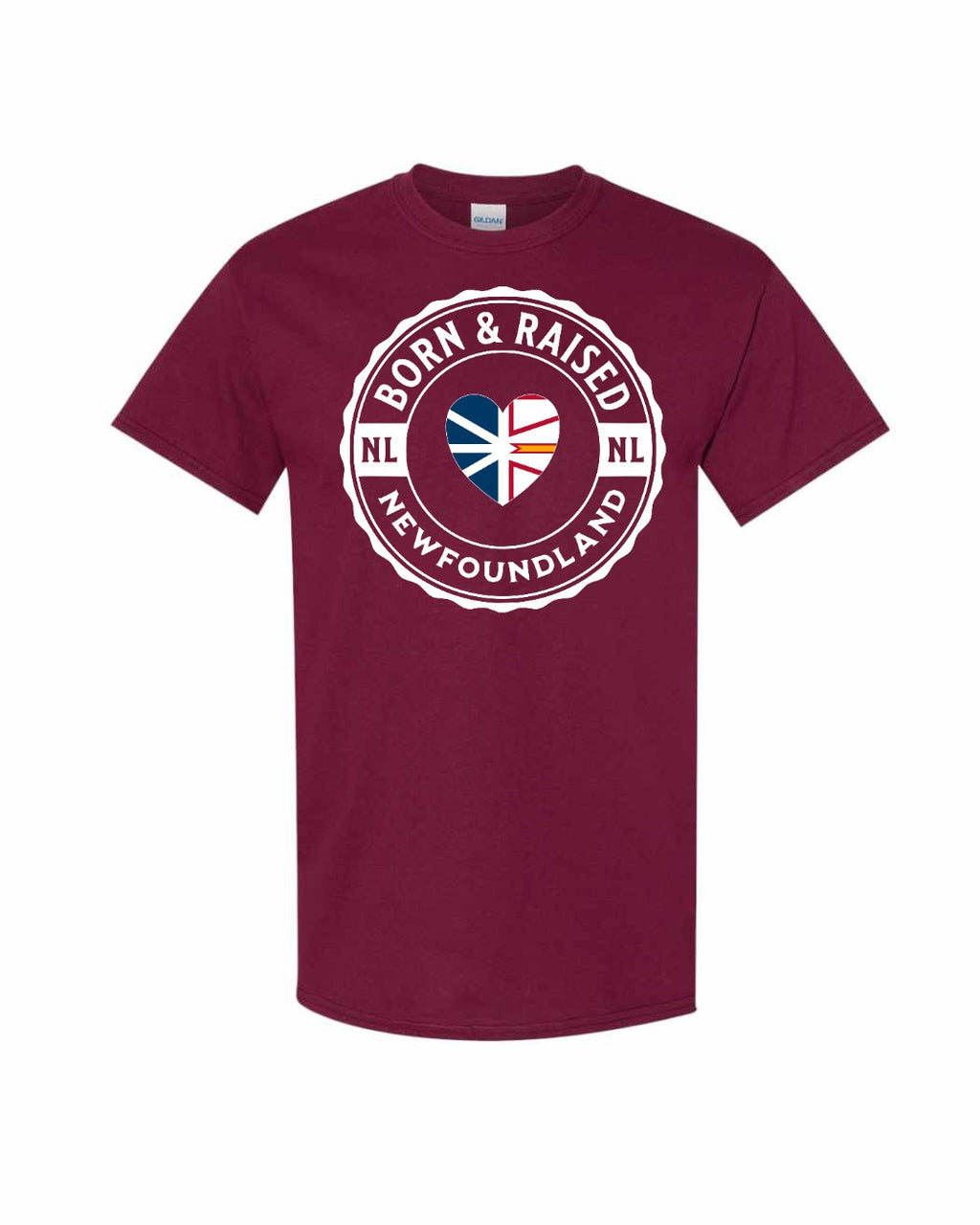 Born and Raised NFLD Heart Flag Men's Tee