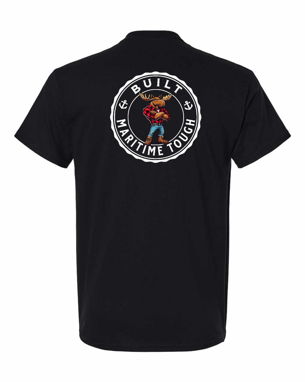 Built Maritime Tough Moose Left Chest & Back Men's Tee