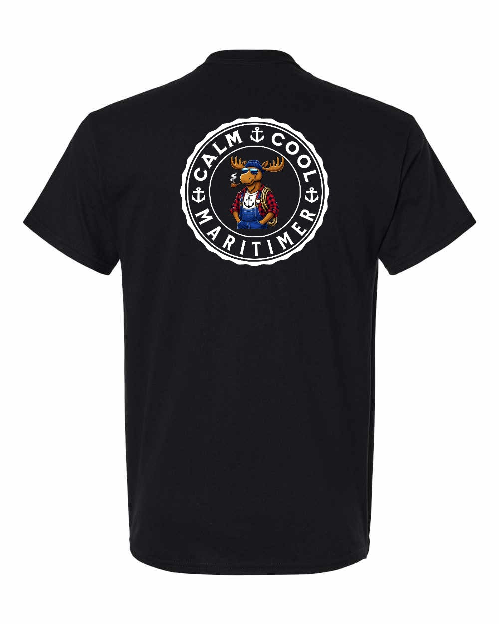 Calm Cool Maritimer Moose Left Chest & Back Men's Tee