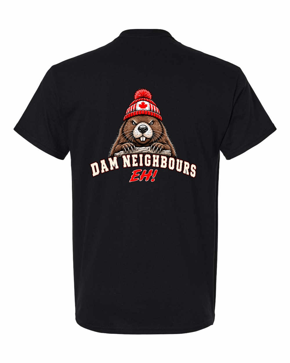 Dam Neighbours Left Chest and Back Men's Tee in Black - back