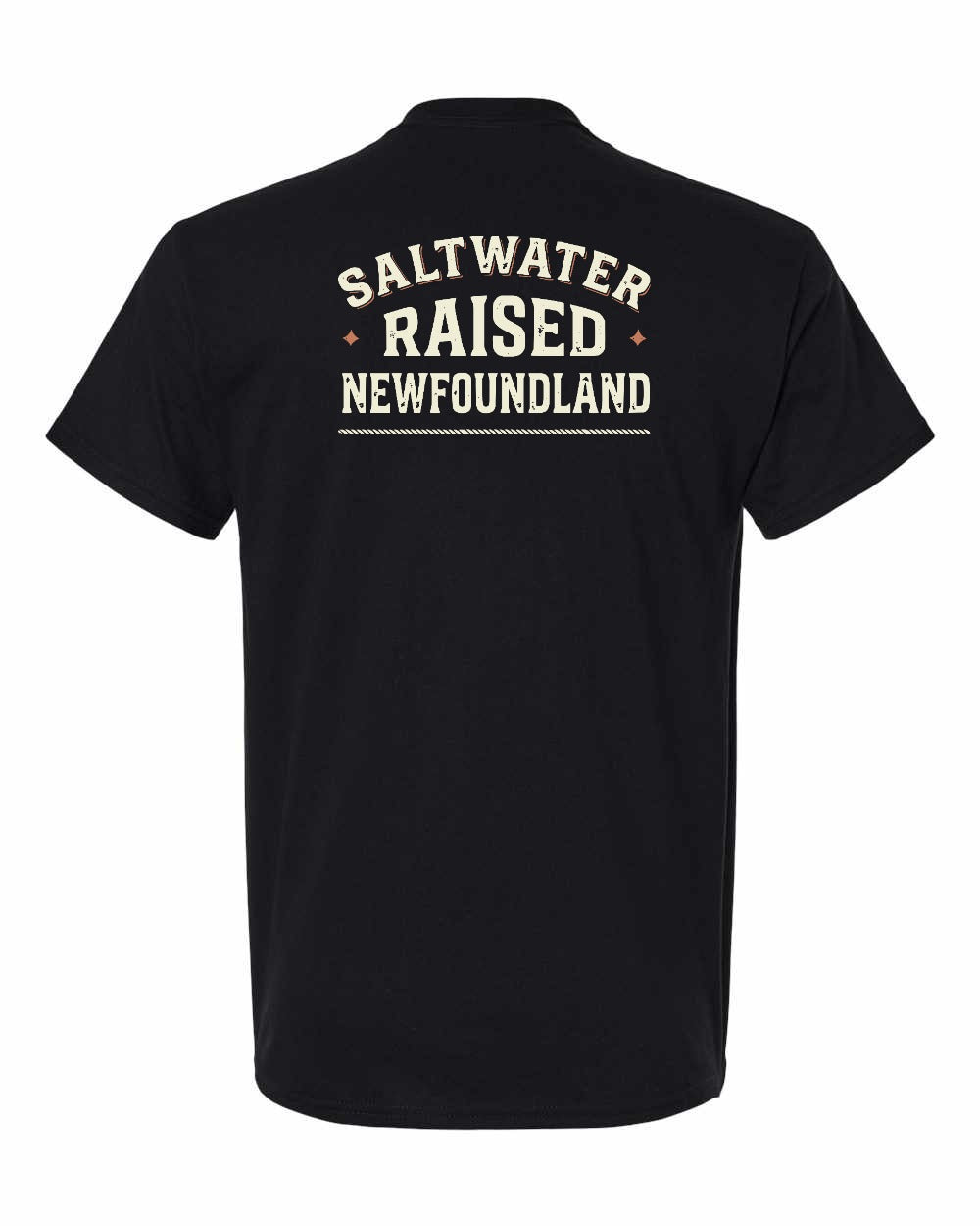 NFLD Saltwater Raised Folk Left Chest and Back Men's Tee