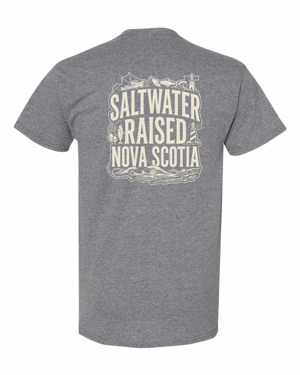 Saltwater Raised NS Folk Left Chest and Back Men's Tee