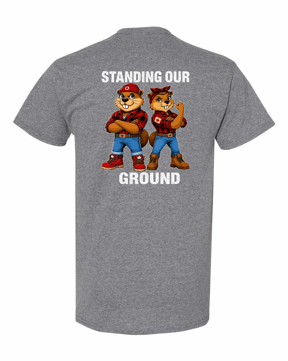 Standing Our Ground Left Chest and Back Men's Tee in Graphite Heather - back