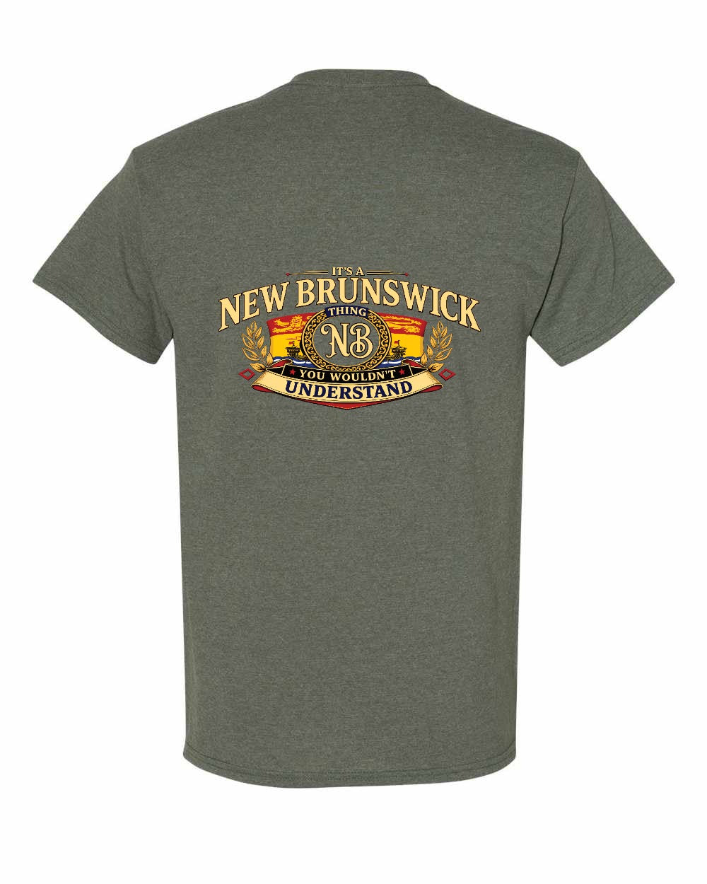 Nb Understand Left Chest and Back Men's Tee in Heather Military Green - back