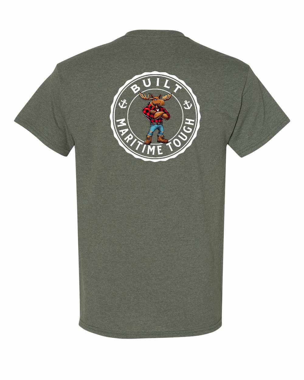 Built Maritime Tough Moose Left Chest & Back Men's Tee