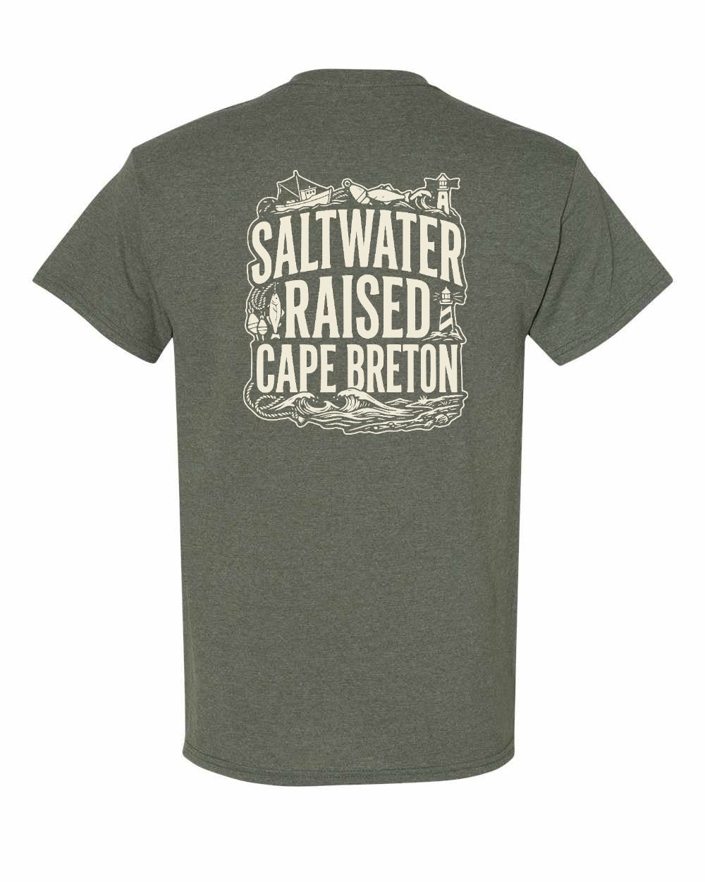 CB Saltwater Raised Folk Left Chest and Back Men's Tee