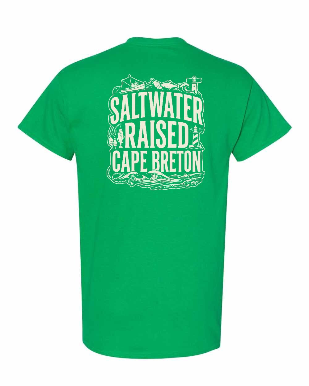 CB Saltwater Raised Folk Left Chest and Back Men's Tee