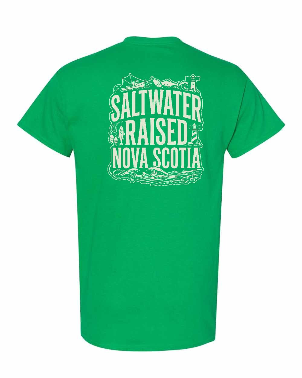 Saltwater Raised NS Folk Left Chest and Back Men's Tee