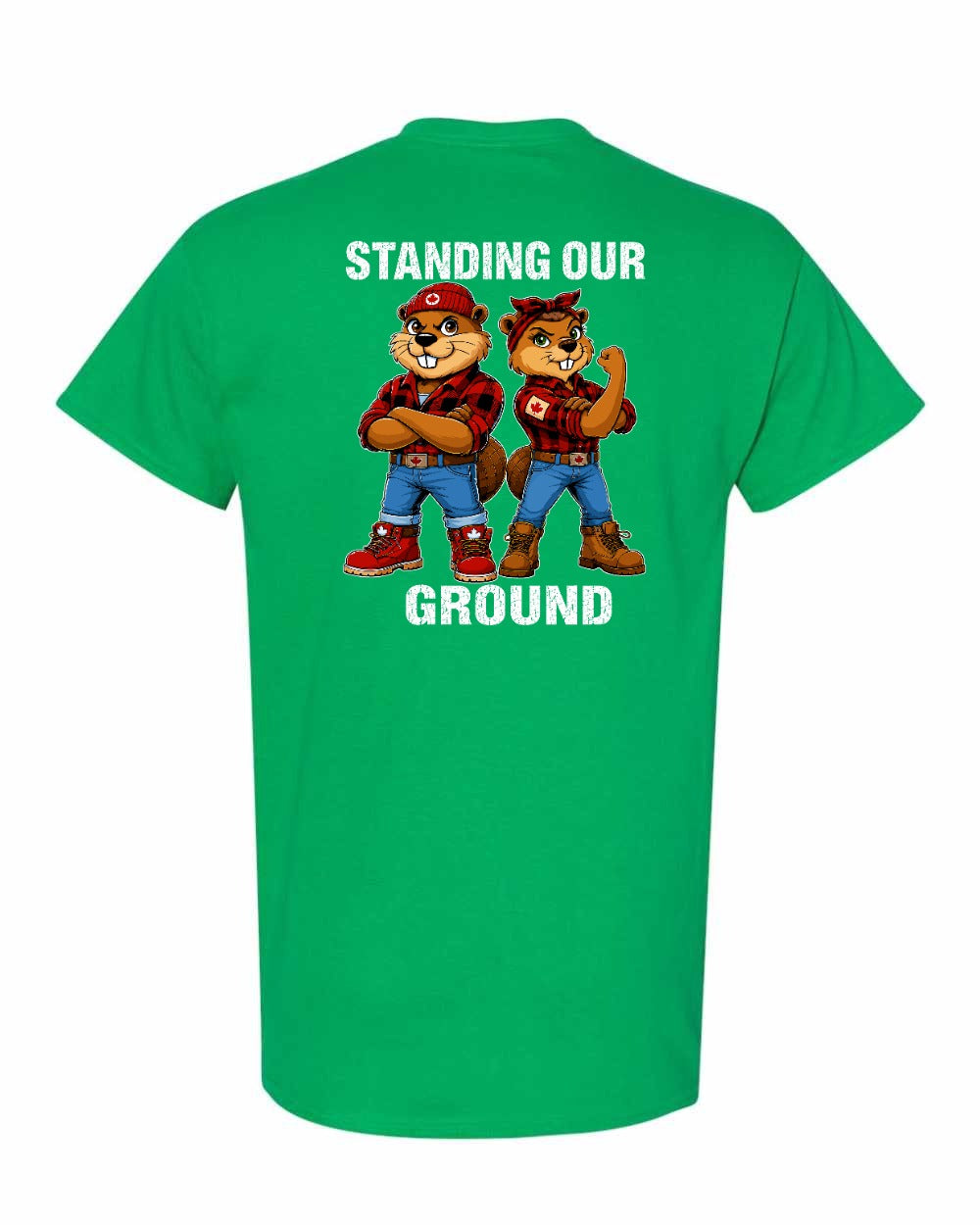 Standing Our Ground Left Chest and Back Men's Tee in Irish Green - back