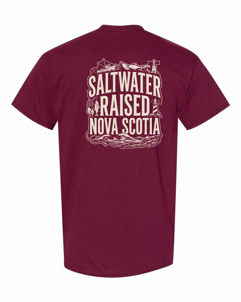 Saltwater Raised NS Folk Left Chest and Back Men's Tee