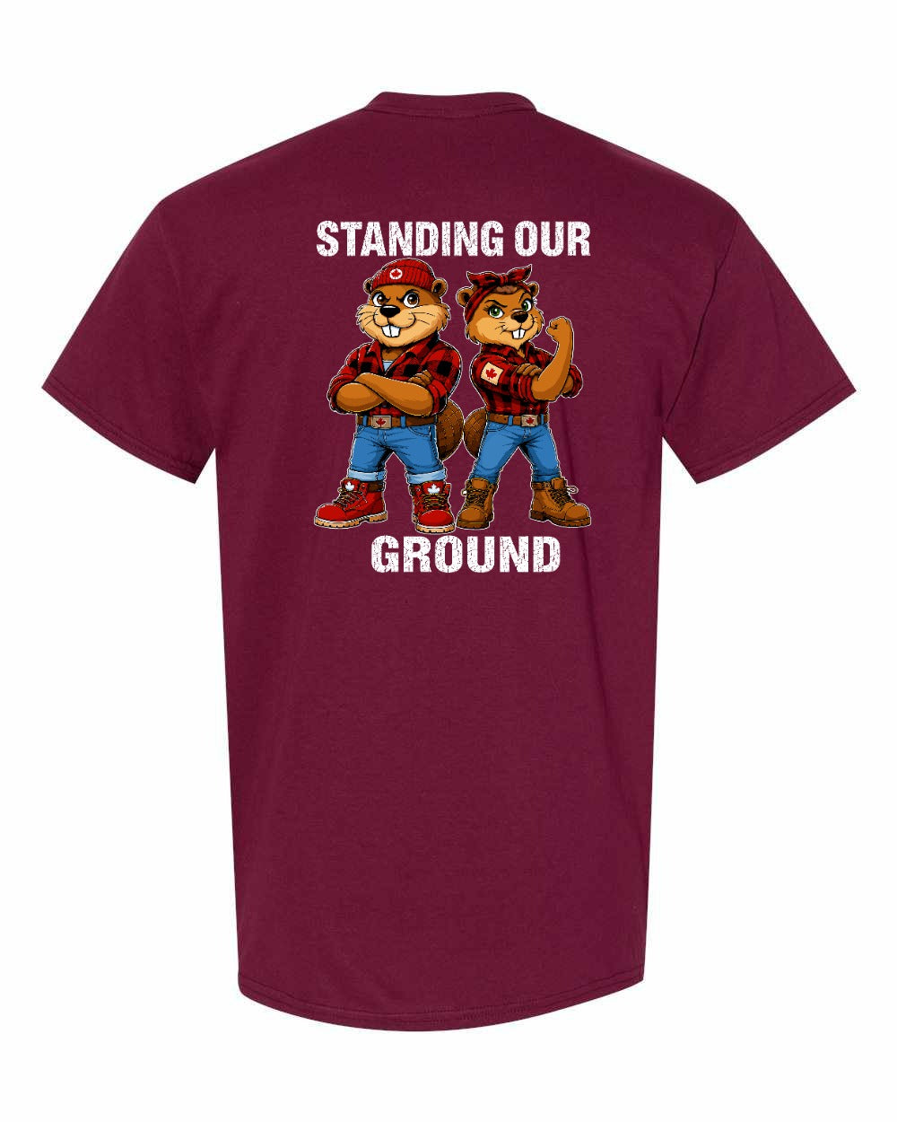 Standing Our Ground Left Chest and Back Men's Tee in Maroon - back