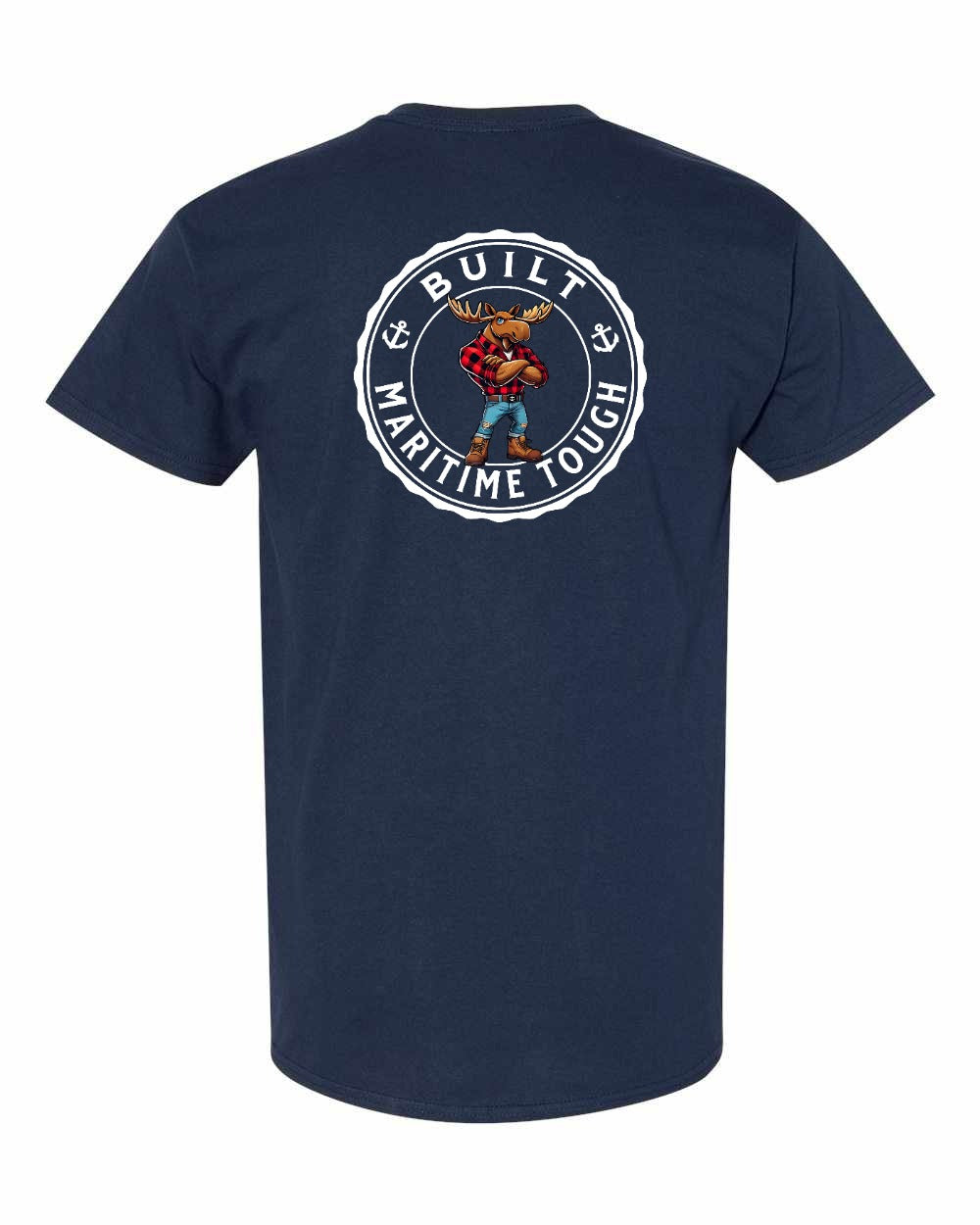 Built Maritime Tough Moose Left Chest & Back Men's Tee