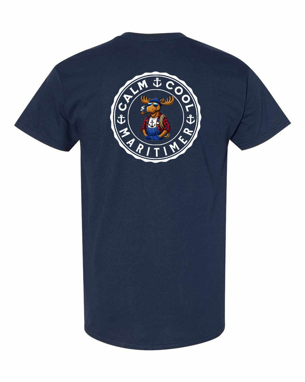 Calm Cool Maritimer Moose Left Chest & Back Men's Tee