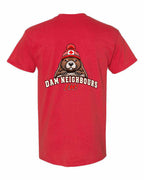 Dam Neighbours Left Chest and Back Men's Tee in Red - back