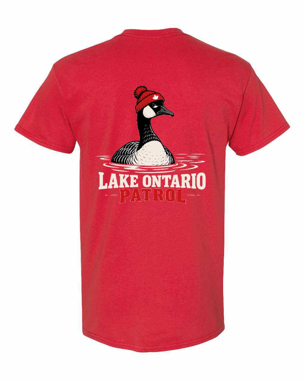 Lake Patrol Left Chest and Back Men's Tee in Red - back