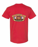 Newfoundland Thing Badge Left Chest and Back Men's Tee in Red - back