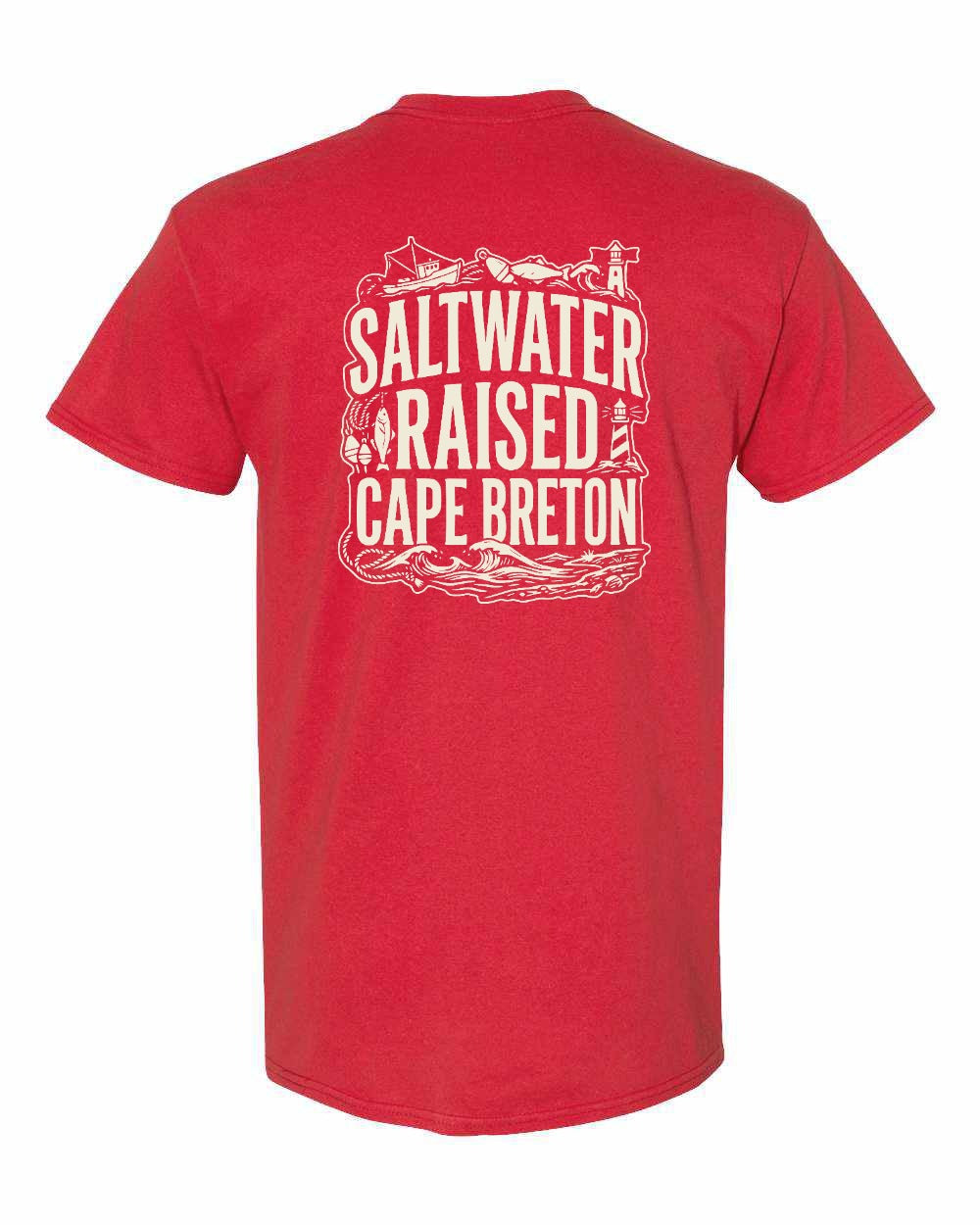 CB Saltwater Raised Folk Left Chest and Back Men's Tee