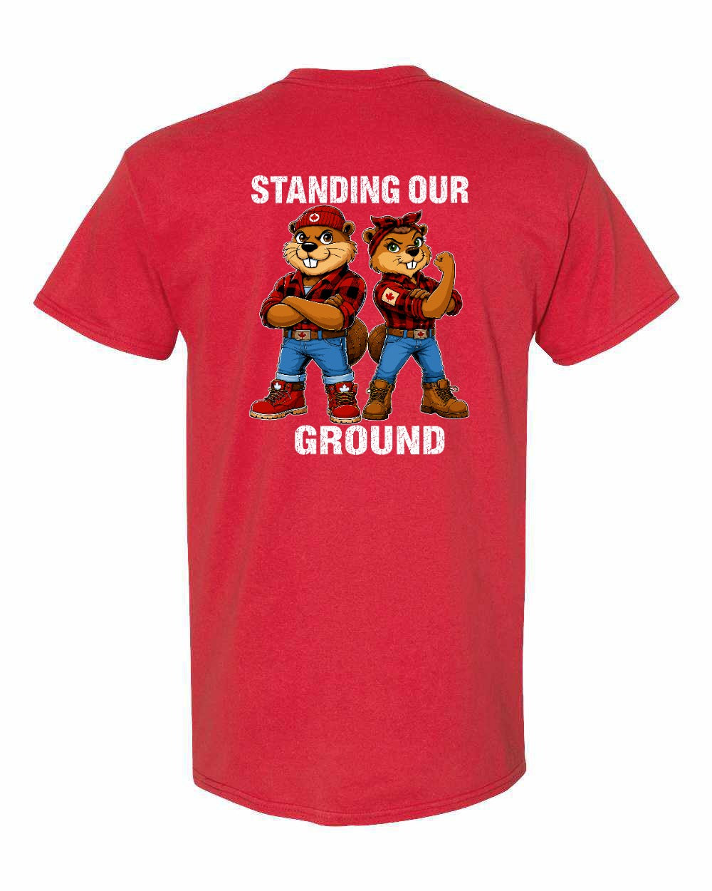 Standing Our Ground Left Chest and Back Men's Tee in Red - back
