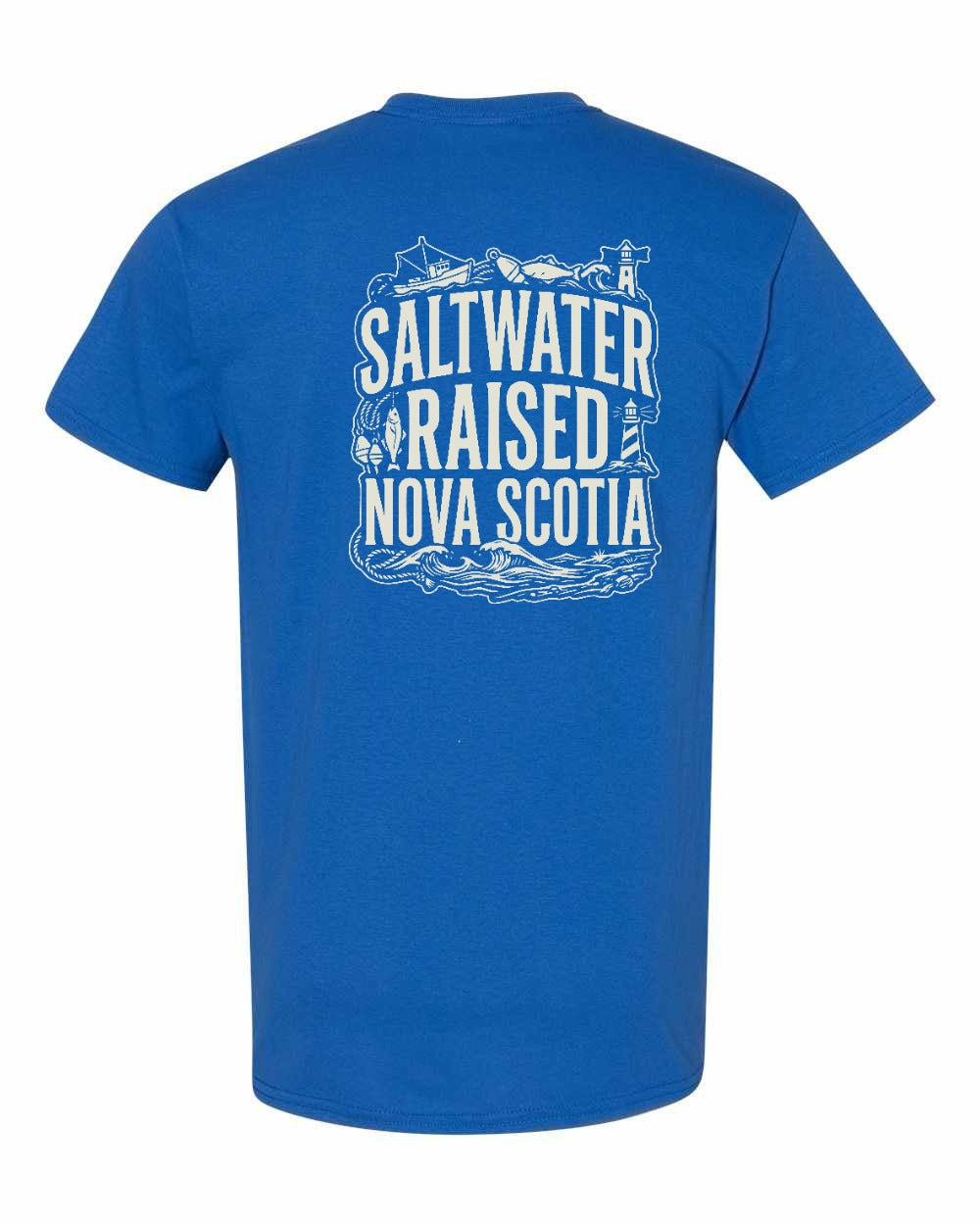 Saltwater Raised NS Folk Left Chest and Back Men's Tee