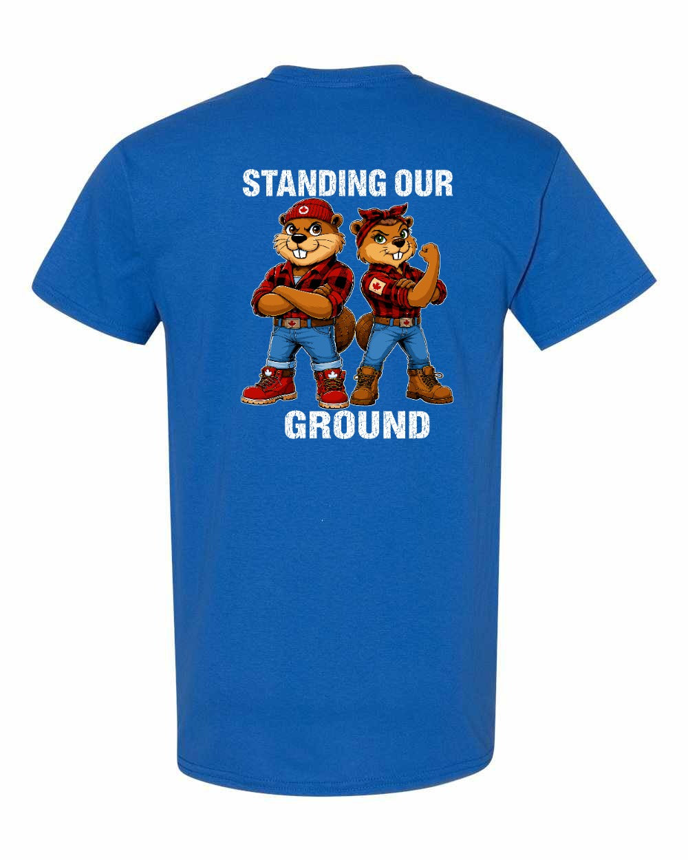 Standing Our Ground Left Chest and Back Men's Tee in Royal - back