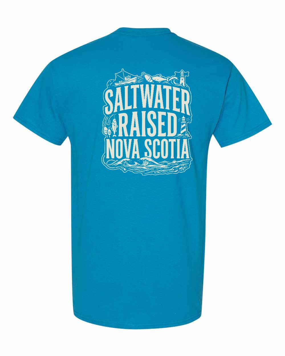 Saltwater Raised NS Folk Left Chest and Back Men's Tee
