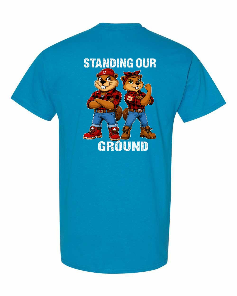 Standing Our Ground Left Chest and Back Men's Tee in Sapphire - back