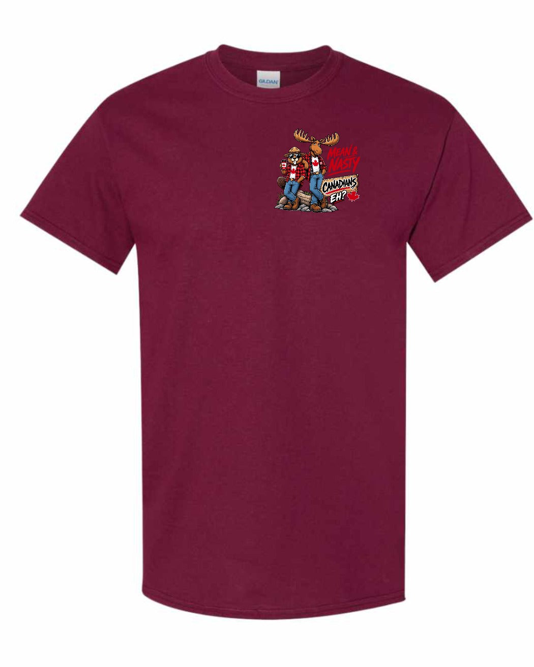 New Mean and Nasty Canadians Left Chest Men's Tee in Maroon