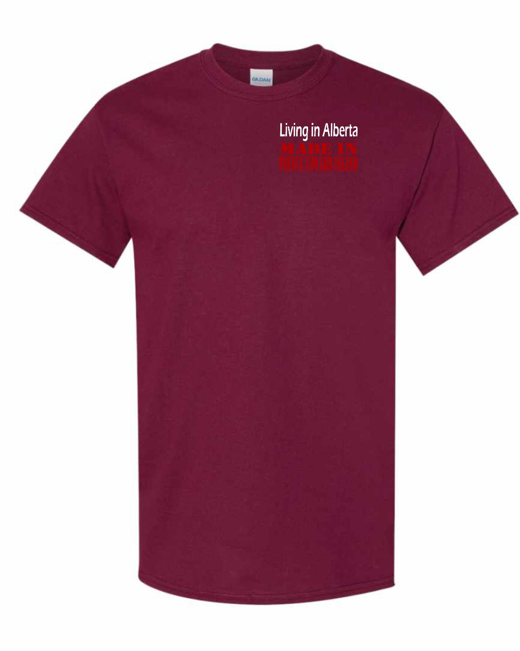 Living in Alberta Made in PEI Left Chest Men's Tee