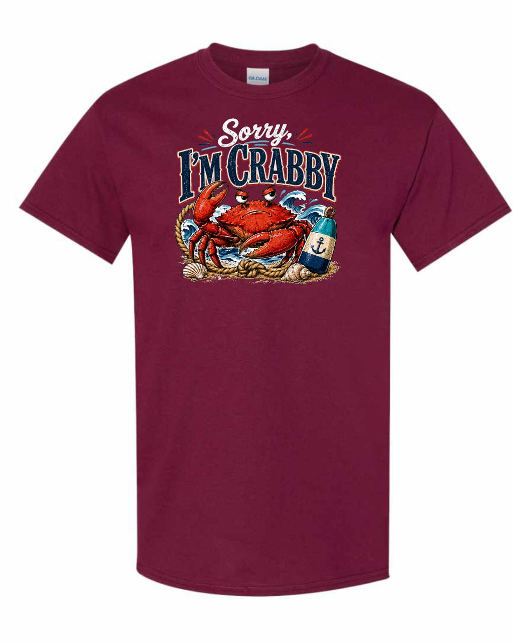 Sorry Im Crabby Men's Tee in Maroon
