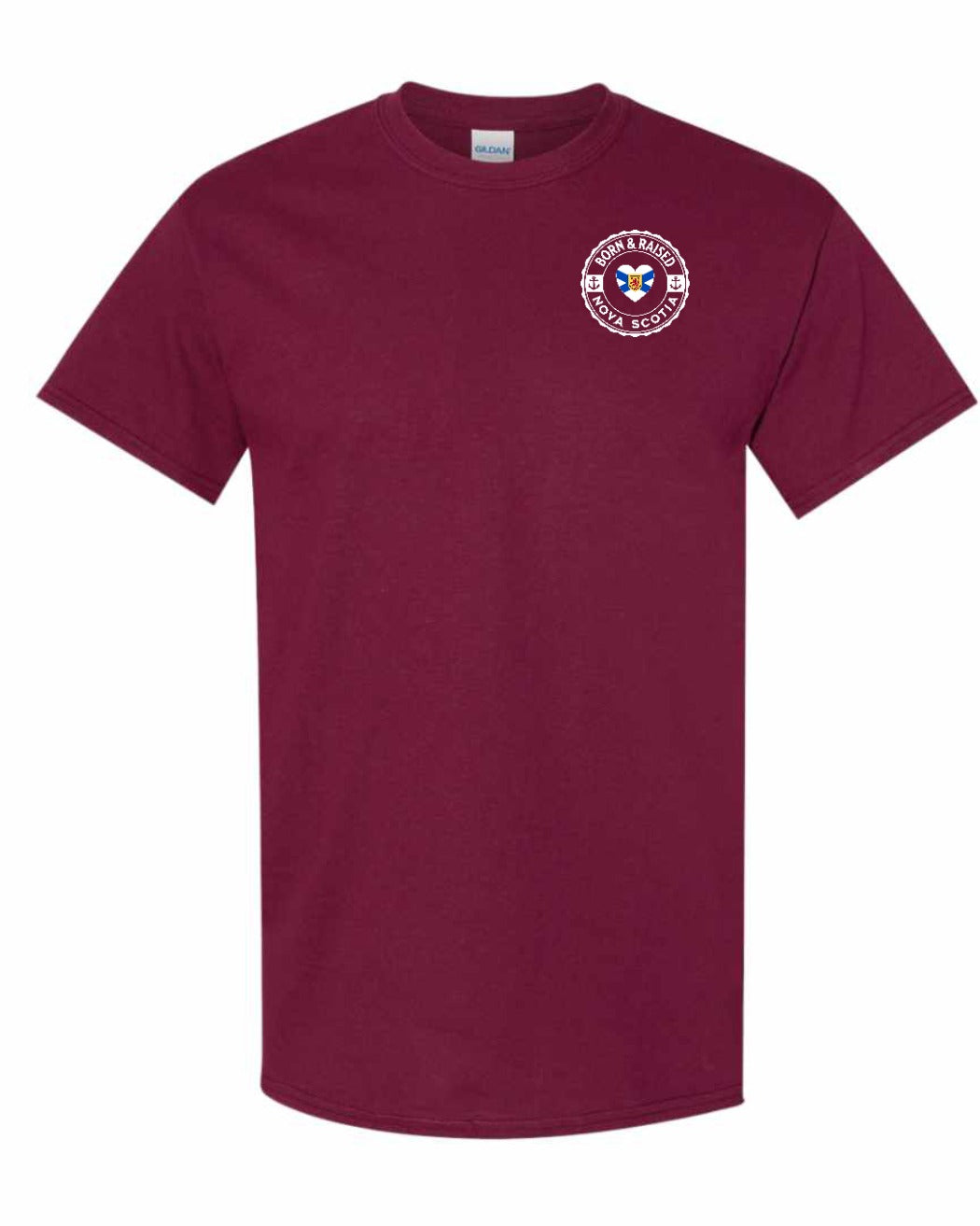 Born and Raised NS Heart Flag Left Chest & Back Men's Tee