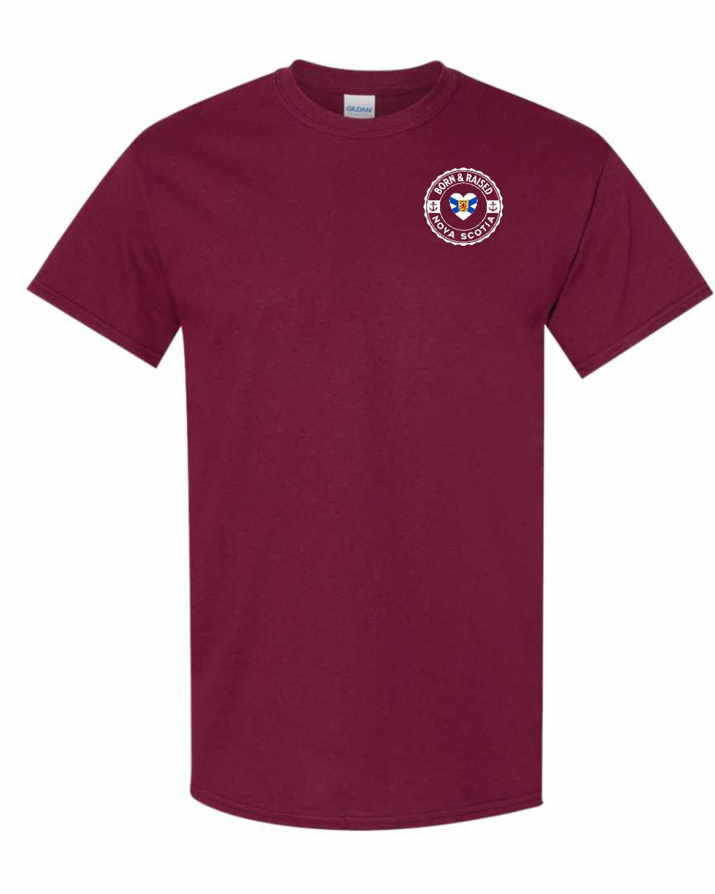 Born and Raised NS Heart Flag Left Chest Men's Tee