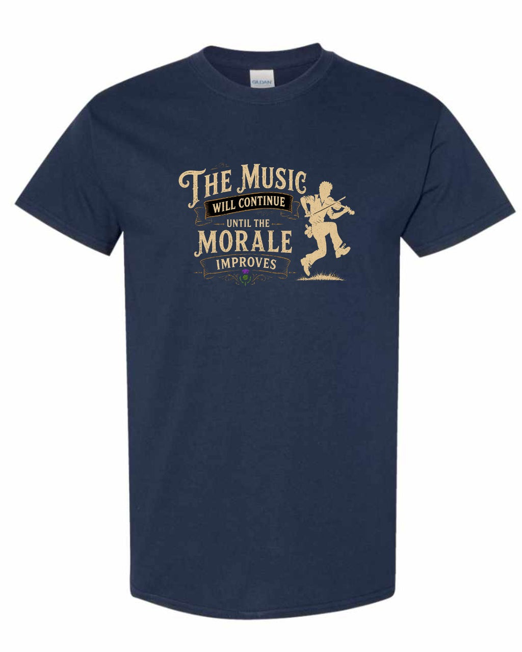 Muisic Will Continue Fiddle Men's Tee in Navy