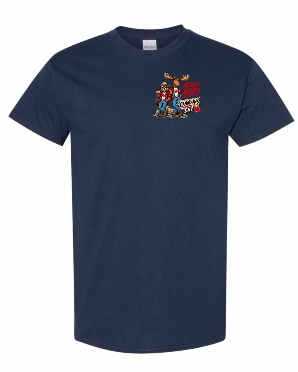 New Mean and Nasty Canadians Left Chest Men's Tee in Navy