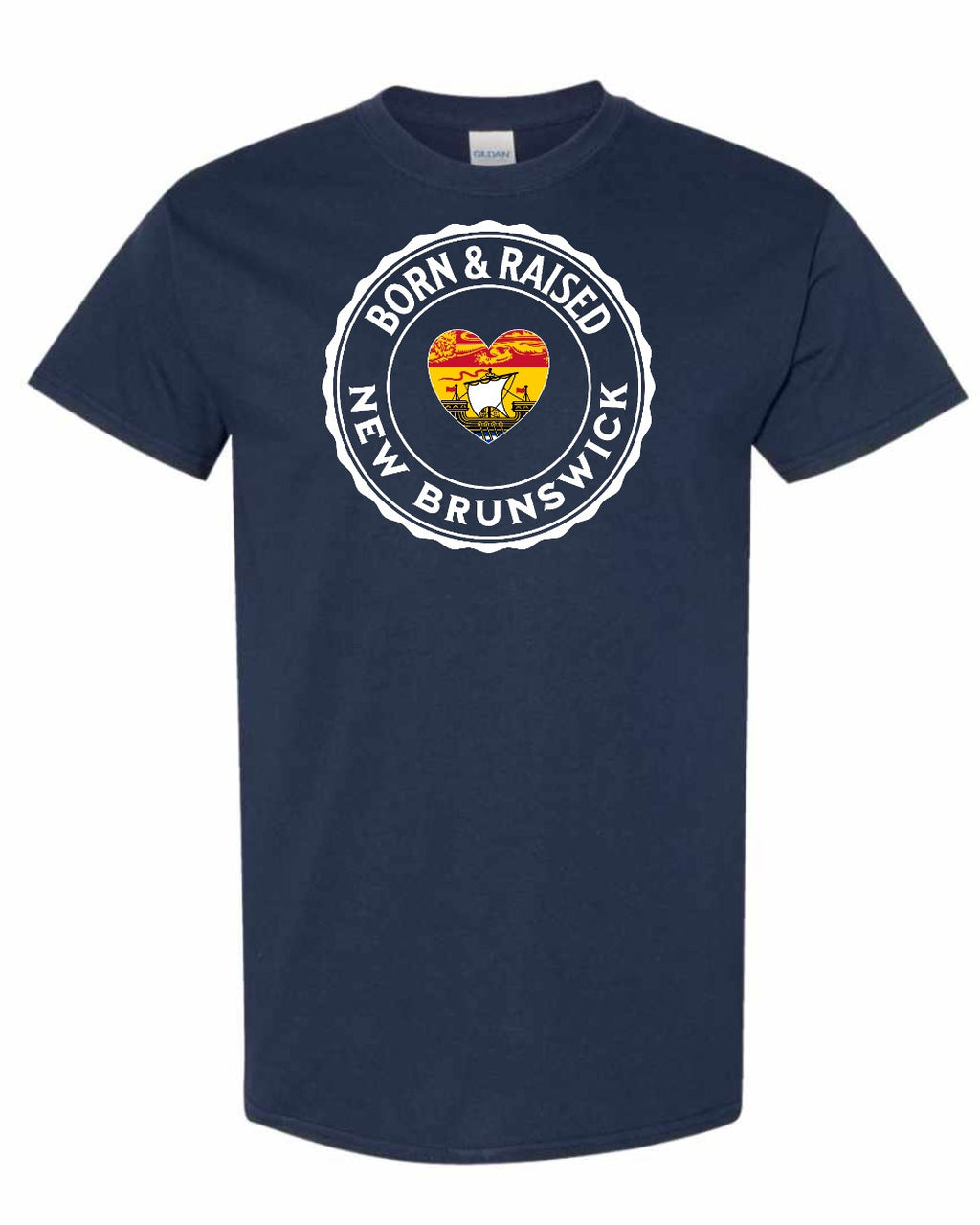 Born and Raised Nb Heart Flag 1 Men's Tee in Navy