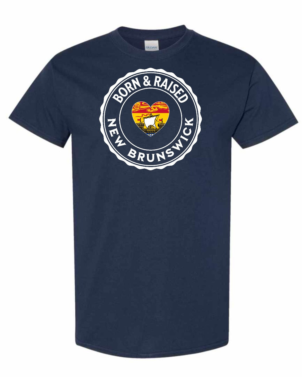 Born and Raised Nb Heart Flag 1 Men's Tee in Navy