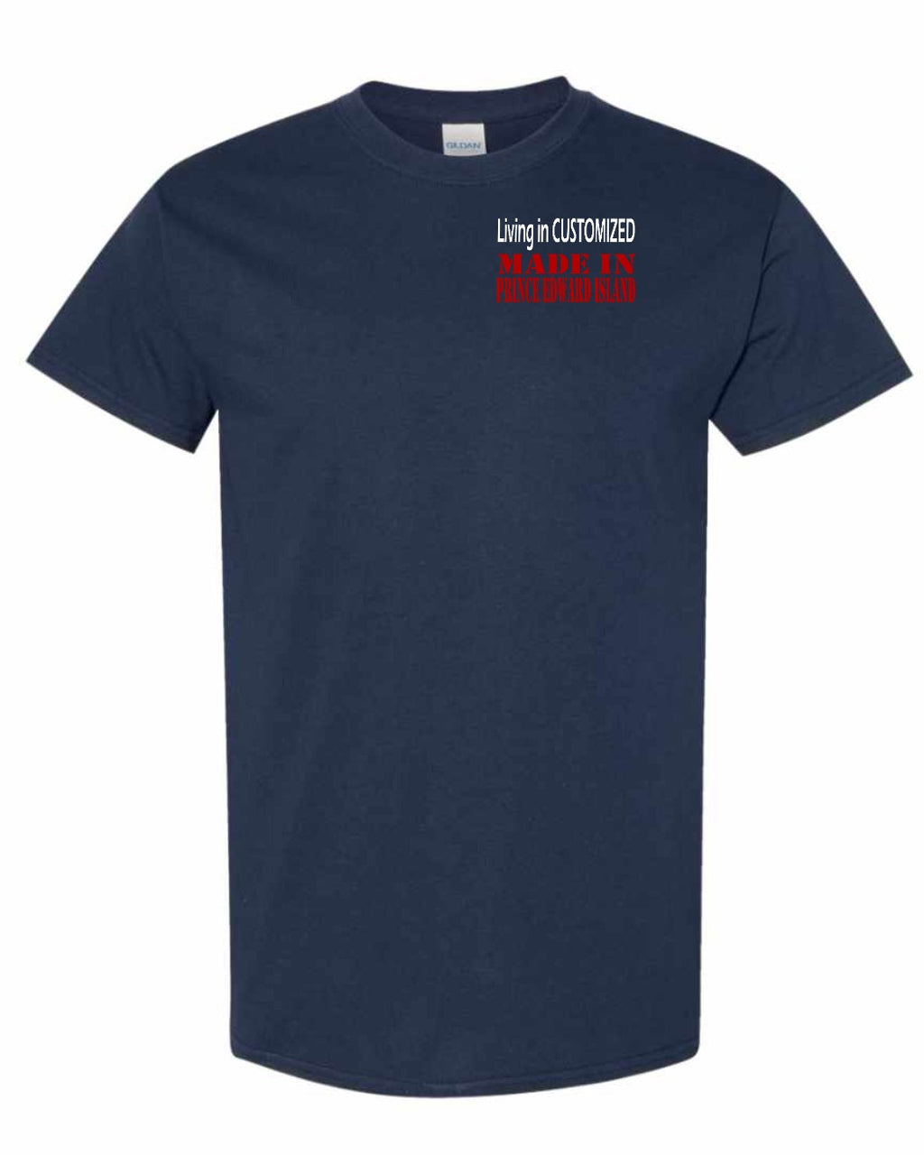 Living in Customized Made in PEI Left Chest Men's Tee