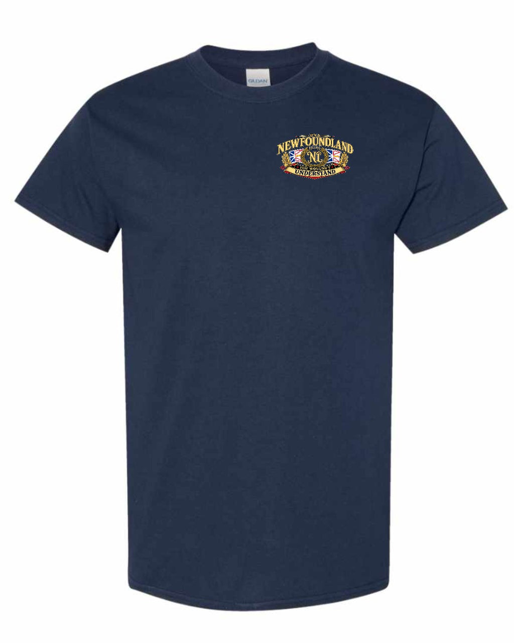 Newfoundland Thing Badge Left Chest and Back Men's Tee in Navy
