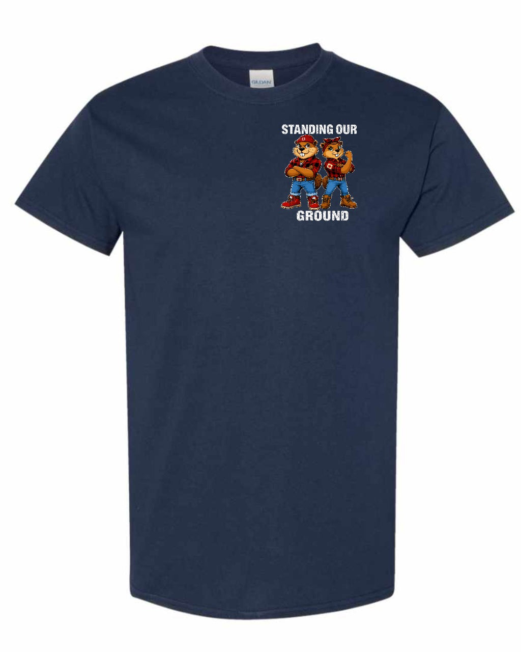 Standing Our Ground Left Chest and Back Men's Tee in Navy