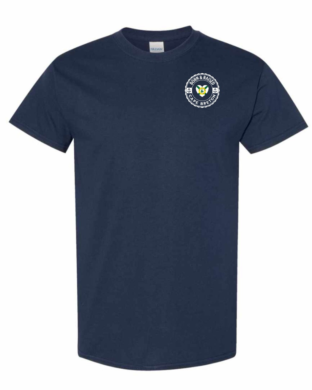 Born and Raised CB Heart Flag Left Chest Men's Tee