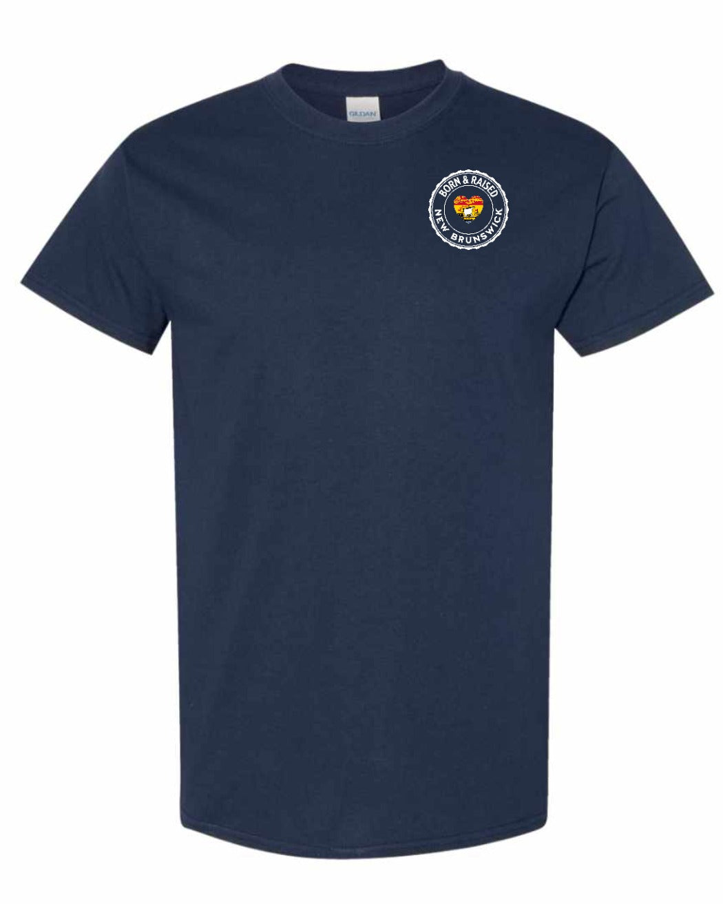 Born and Raised NB Heart Flag Left Chest & Back Men's Tee