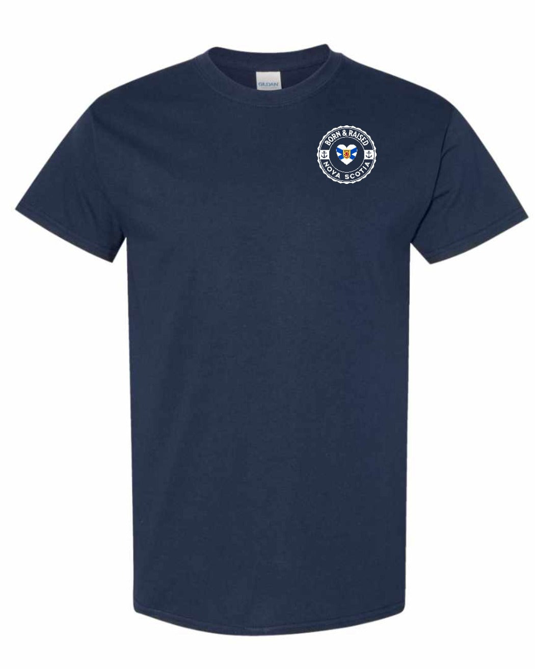 Born and Raised NS Heart Flag Left Chest & Back Men's Tee