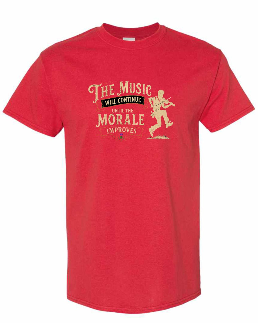 Muisic Will Continue Fiddle Men's Tee in Red