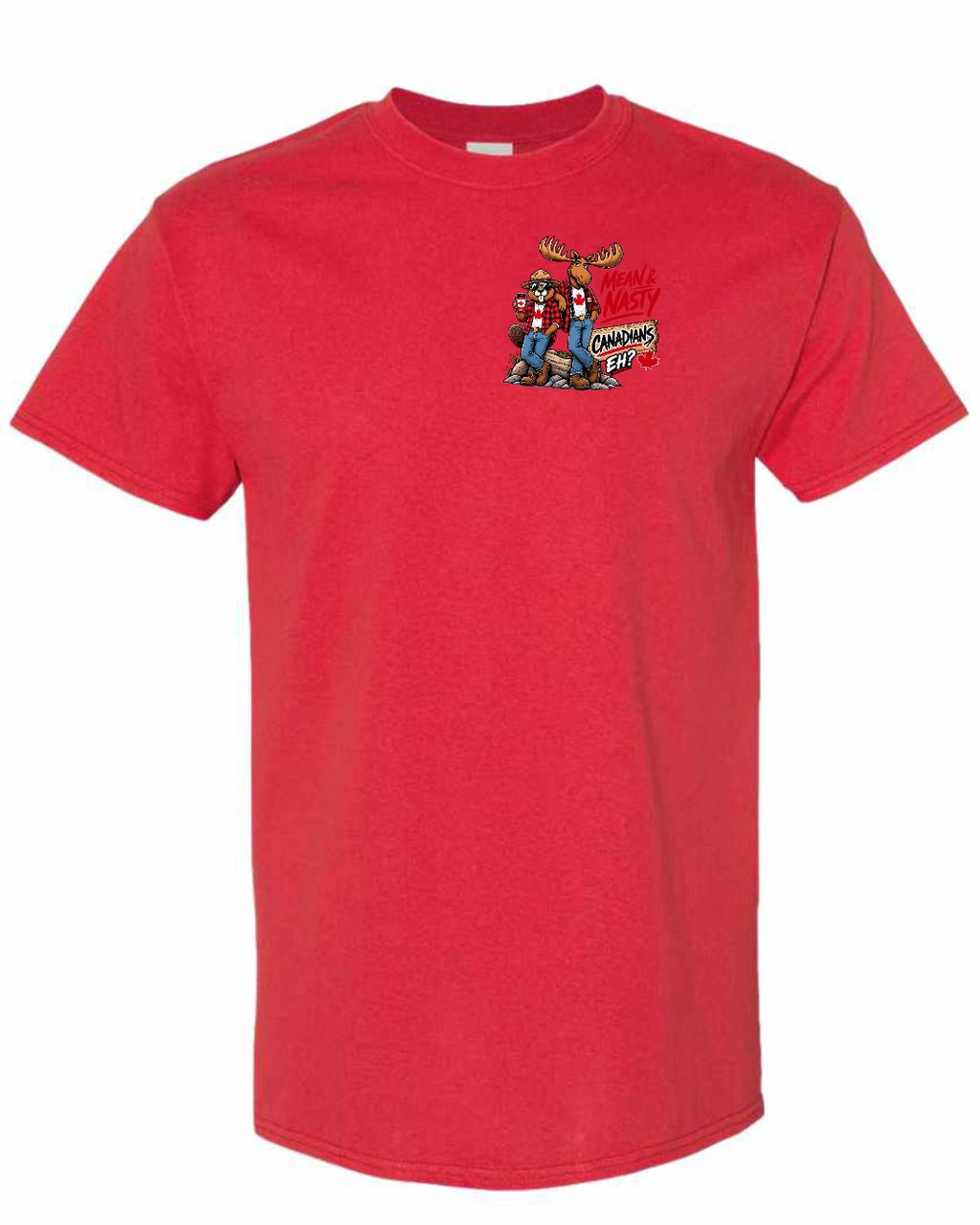 New Mean and Nasty Canadians Left Chest Men's Tee in Red