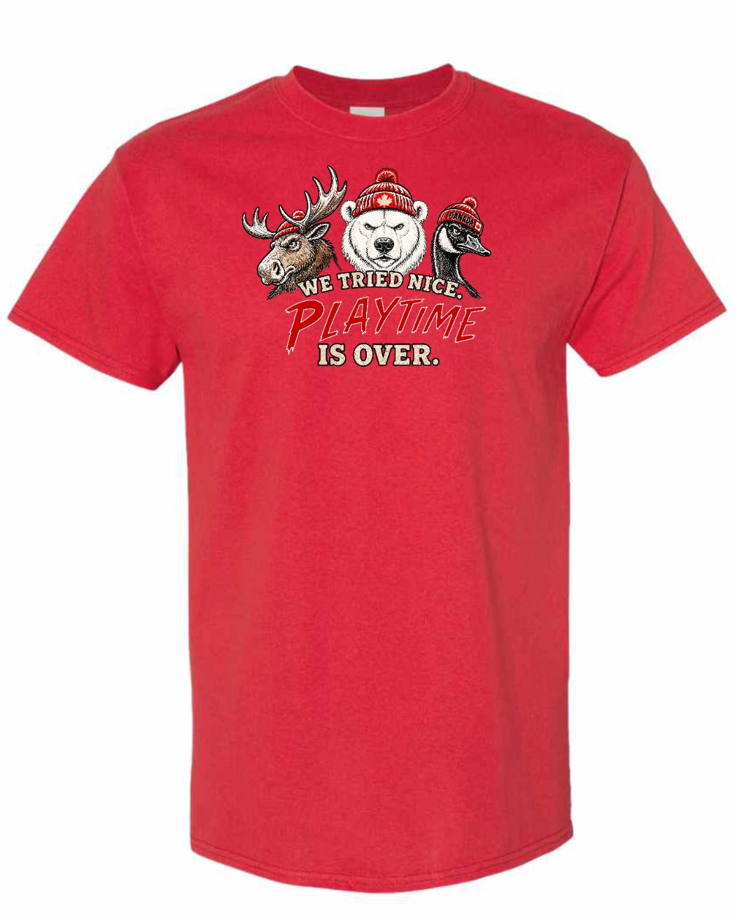 We Tried Nice New Full Front Men's Tee in Red